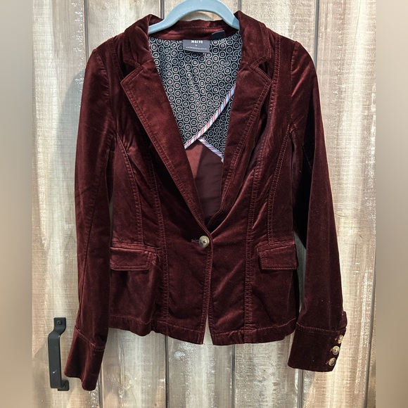 Anthropologie Deep Red Velvet Blazer - Picture 5 of 14